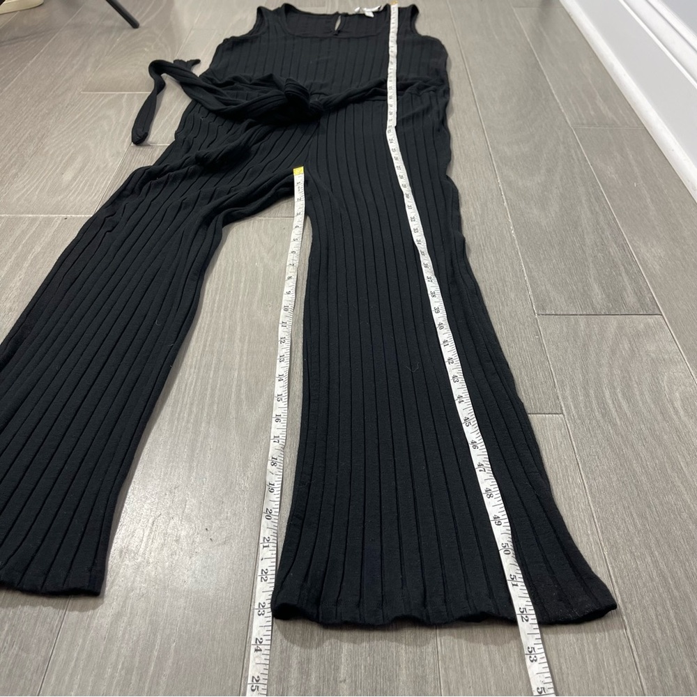 Amour Vert Briar Provence Rib Jumpsuit Black Size L Large Ankle Crop Minimalist - Picture 12 of 15